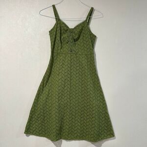 HOPESHOW Green Eyelet Lace Dress Small Spaghetti Strap A-Line Summer